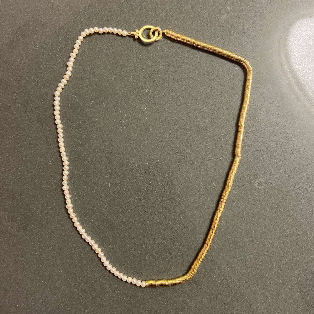 18k Gold Plated Pearl and Gold Gorjana Necklace